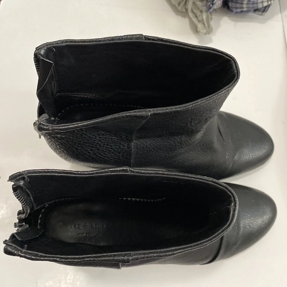 Rag&Bone Newburry Italian Black Leather Ankle Boots Size 40 - Picture 11 of 15